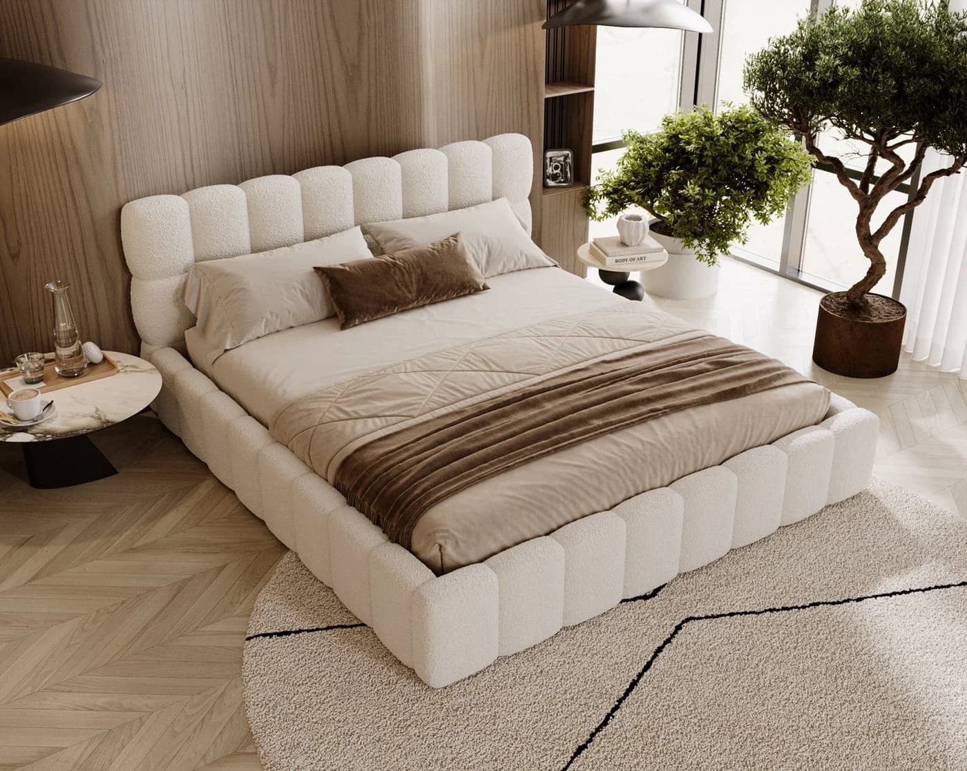 Labett Polsterbett ALMA Bubble Bouclé-Stoff