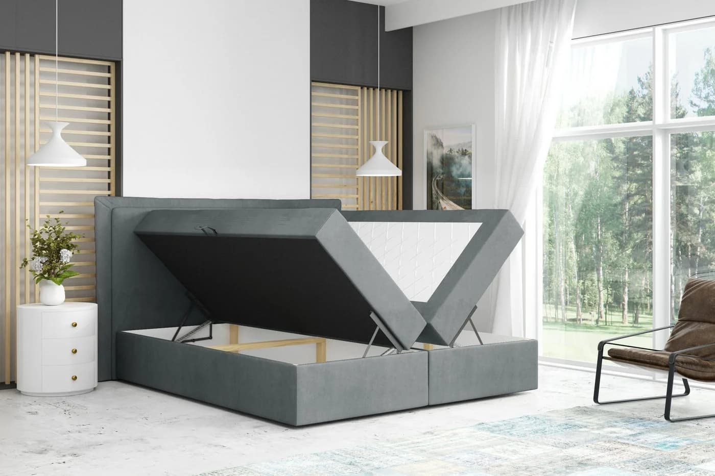 Labett Boxspringbett LEVI mit Bettkasten, Matratze & Topper grau - Bild 5