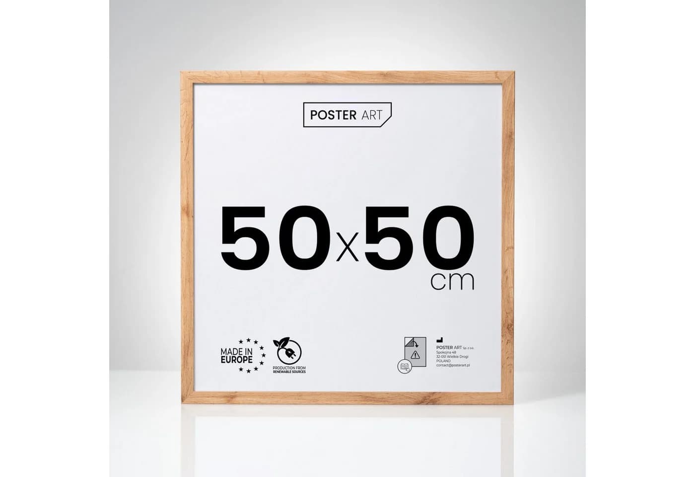 POSTER ART Bilderrahmen Eiche Wotan MDF Kunststoffglas 50x50 cm