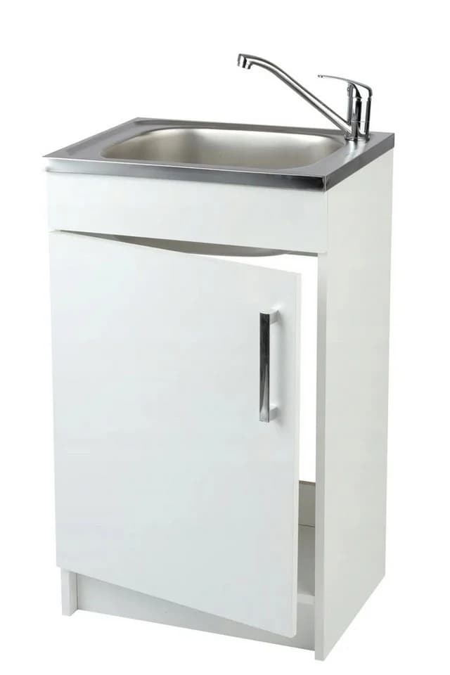 STAMAR Spülenschrank 50 cm Weiß mit Spüle und Armatur