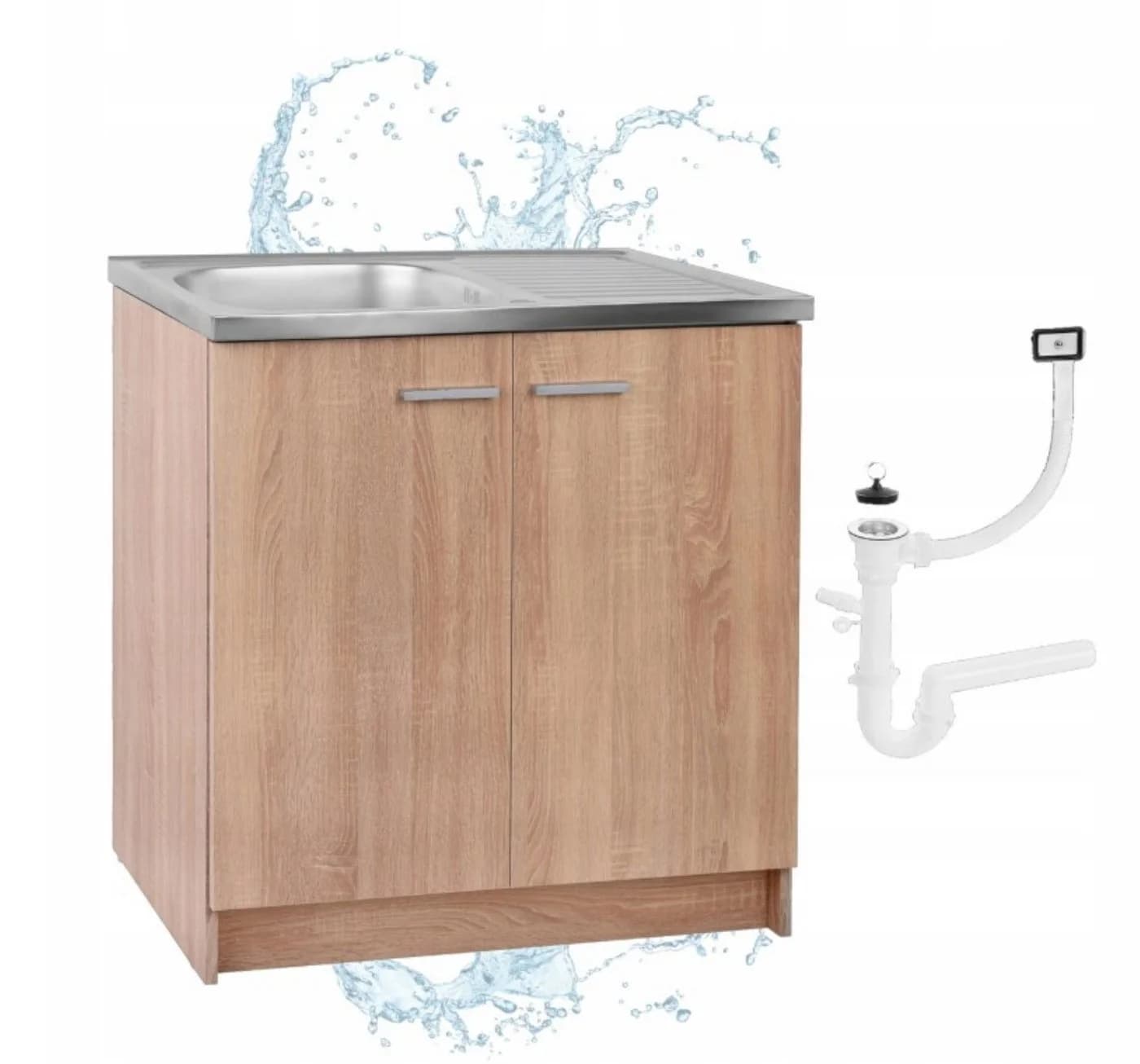 STAMAR Spülenschrank 80cm Sonoma Eiche mit Edelstahl-Spüle - Bild 2