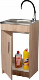 STAMAR Spülenschrank Küchenschrank 50cm Sonoma Spüle Edelstahl Armatur Schwarz Bild 1