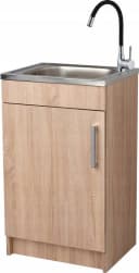 STAMAR Spülenschrank Küchenschrank 50cm Sonoma Spüle Edelstahl Armatur Schwarz Bild 2