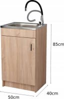 STAMAR Spülenschrank Küchenschrank 50cm Sonoma Spüle Edelstahl Armatur Schwarz Bild 3