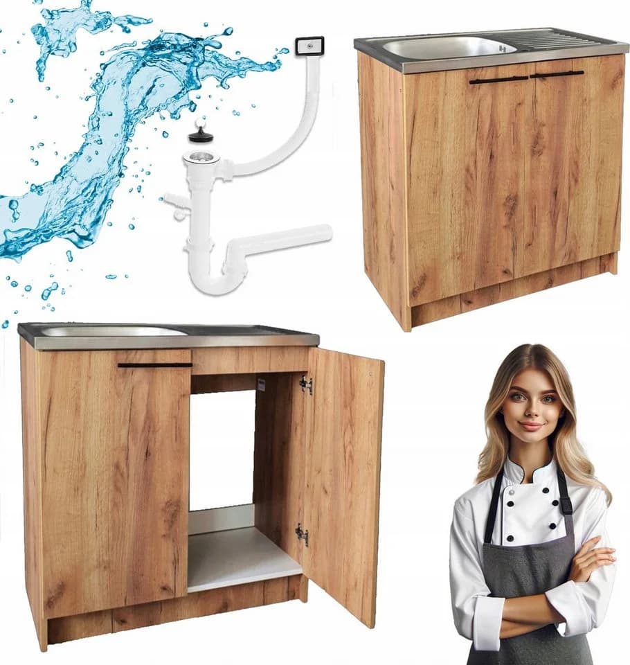 STAMAR Spülenschrank 80cm Eiche Gold mit Spüle - Bild 2