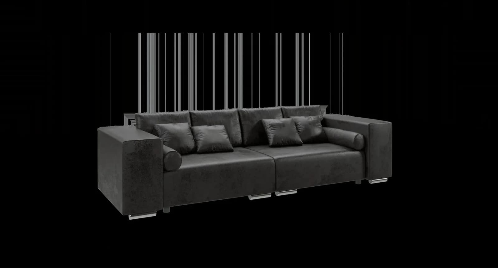 BIGSOFA Rico Anthrazit Microfaser Vintage Sofa