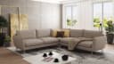 S-Style Möbel Ecksofa Benita Dunkelbeige Silber Metall Füße Bild 2