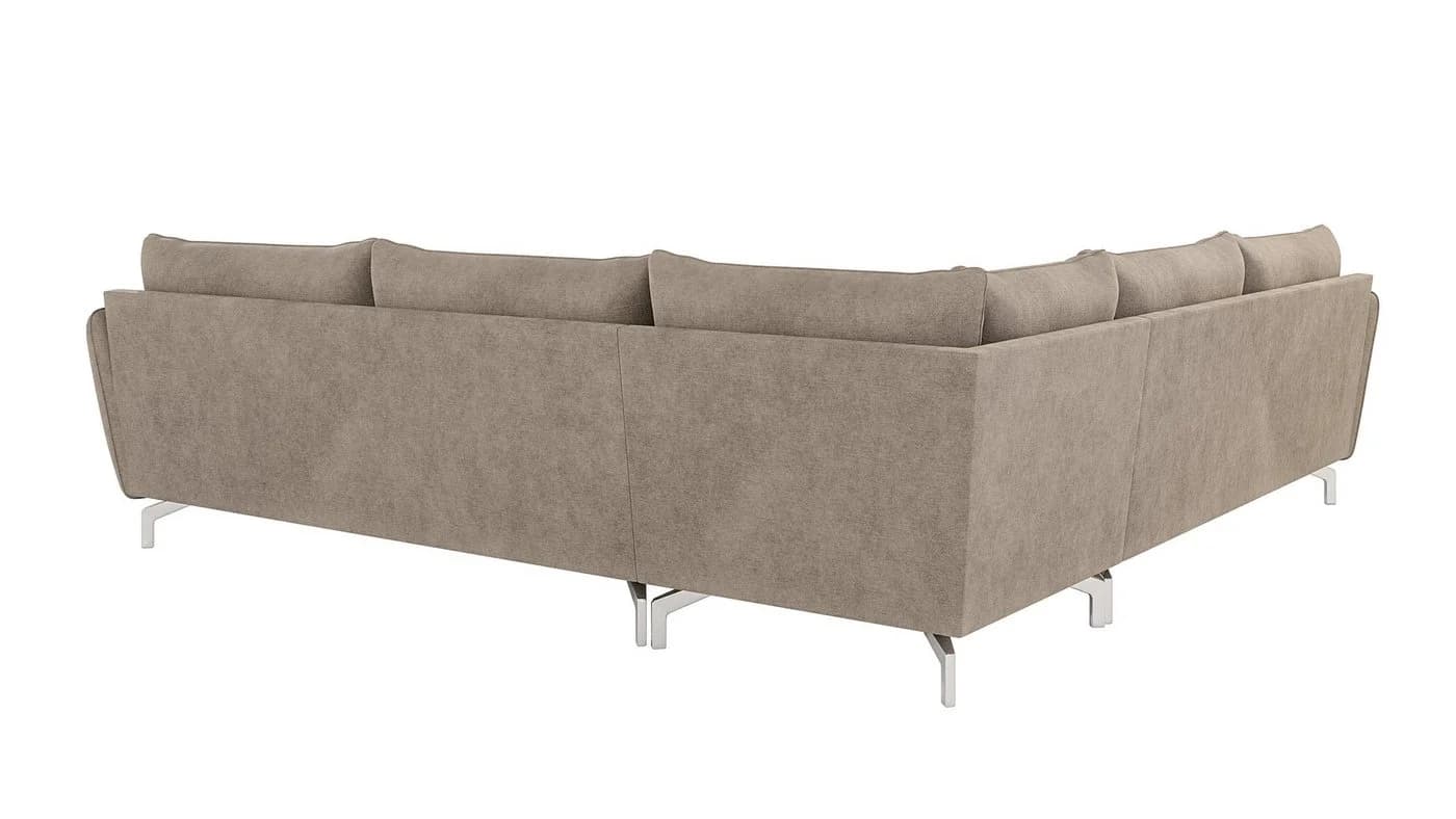 S-Style Möbel Ecksofa Benita Dunkelbeige Silber Metall Füße - Bild 3