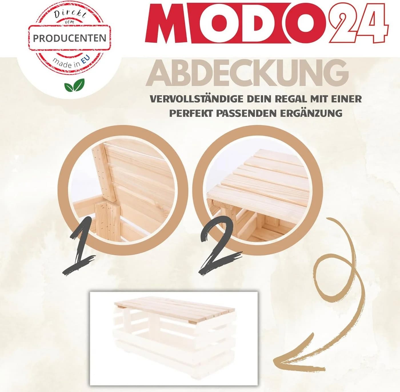Modo24 Küchenregal Modular Holzregal auf Rollen Stapelbar Braun Grau - Bild 4