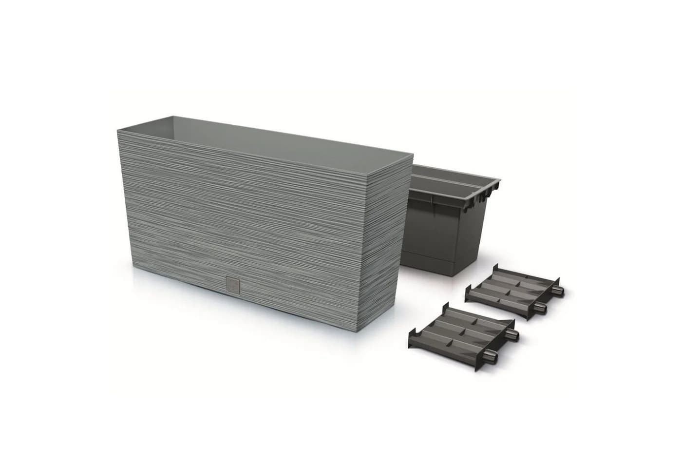 Prosperplast Pflanzkübel Furu Case Middle Grau mit Innentopf