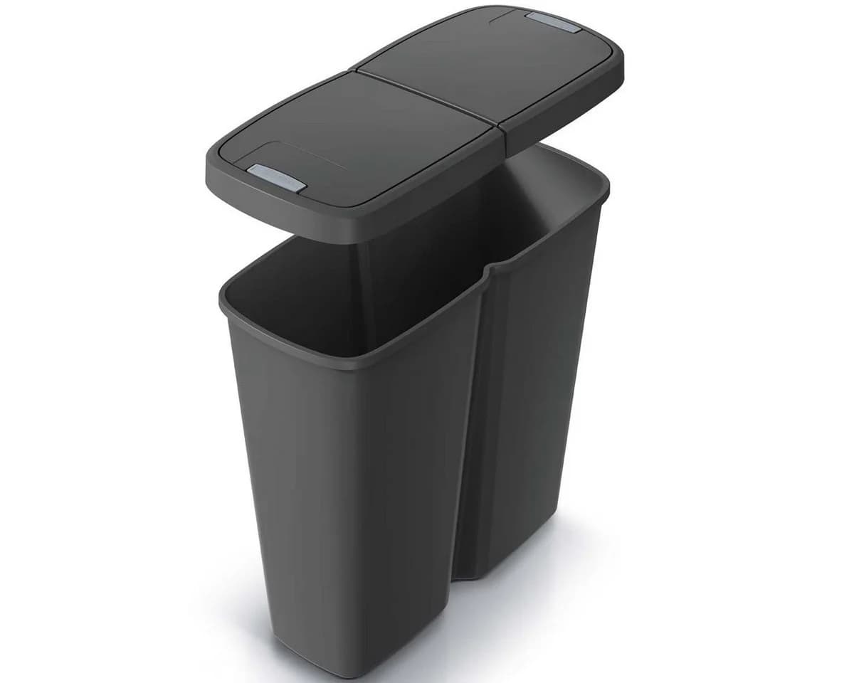 MONZANA Duo Mülleimer 50L Schwarz/Grau Mülltrenner