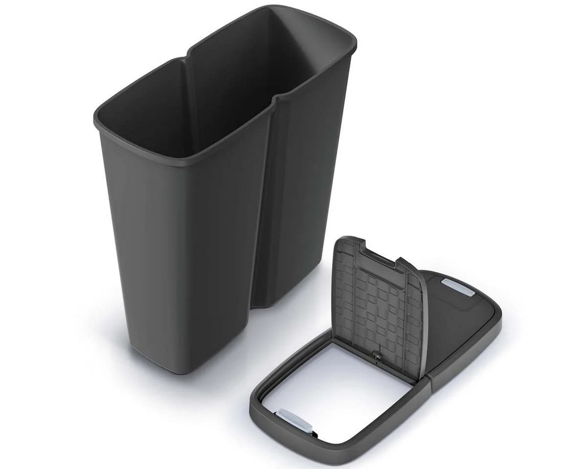 MONZANA Duo Mülleimer 50L Schwarz/Grau Mülltrenner - Bild 3