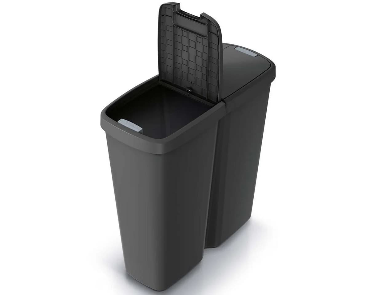 MONZANA Duo Mülleimer 50L Schwarz/Grau Mülltrenner - Bild 4