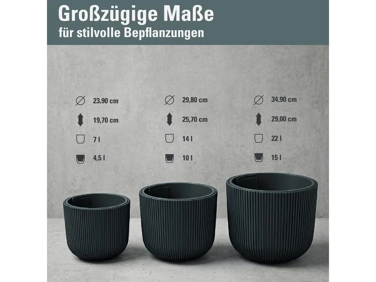 Prosperplast Blumentopf Milly Anthrazit mit herausnehmbarem Pflanzeinsatz - Bild 3