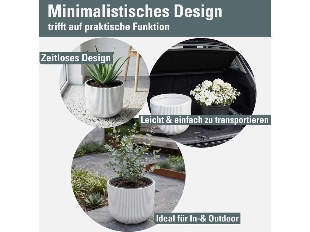 Prosperplast Blumentopf Milly Weiß mit herausnehmbarem Pflanzeinsatz