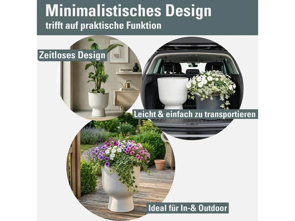 Prosperplast Blumentopf Milly Round Weiß mit Pflanzeinsatz - Bild 3