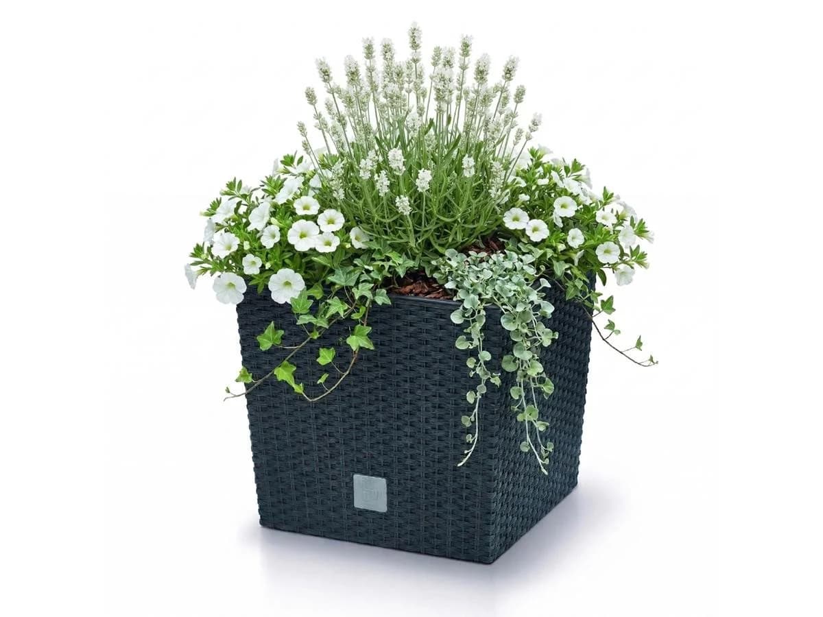 Prosperplast Blumentopf Rato Low Anthrazit mit Bewässerungssystem