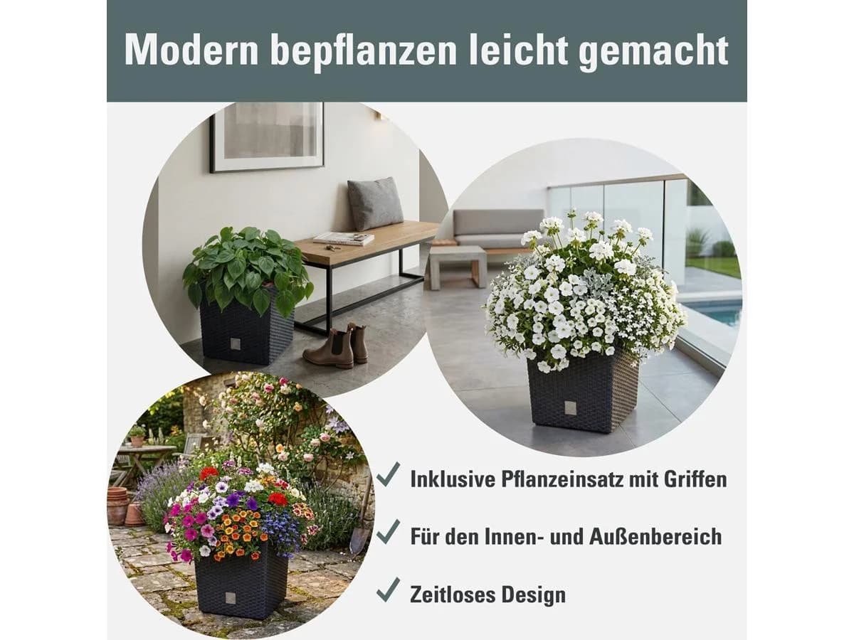 Prosperplast Blumentopf Rato Low Anthrazit mit Bewässerungssystem - Bild 3