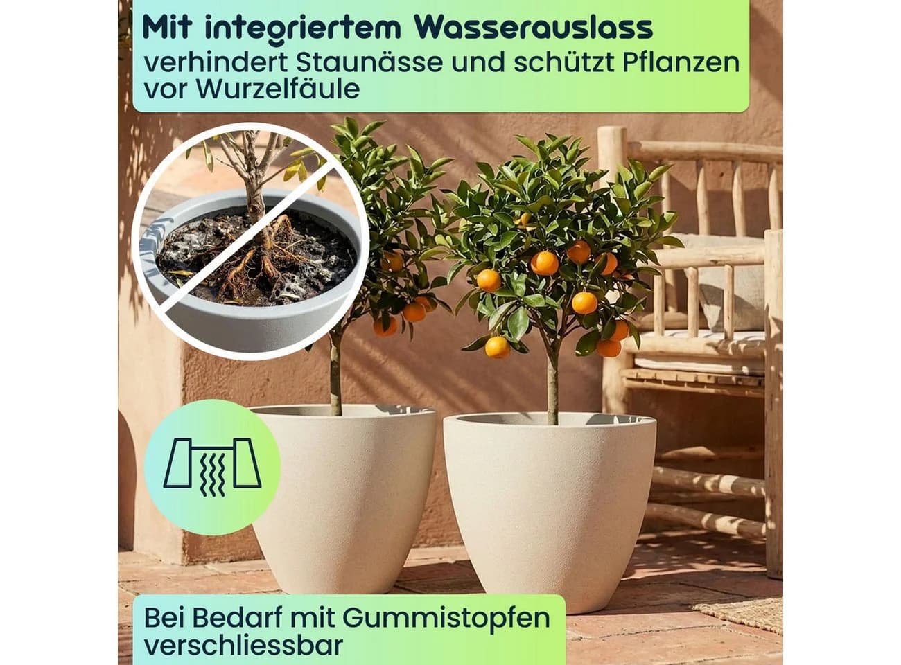 Prosperplast Pflanzkübel rund Ø58cm Sand Kunststoff UV-Schutz - Bild 3