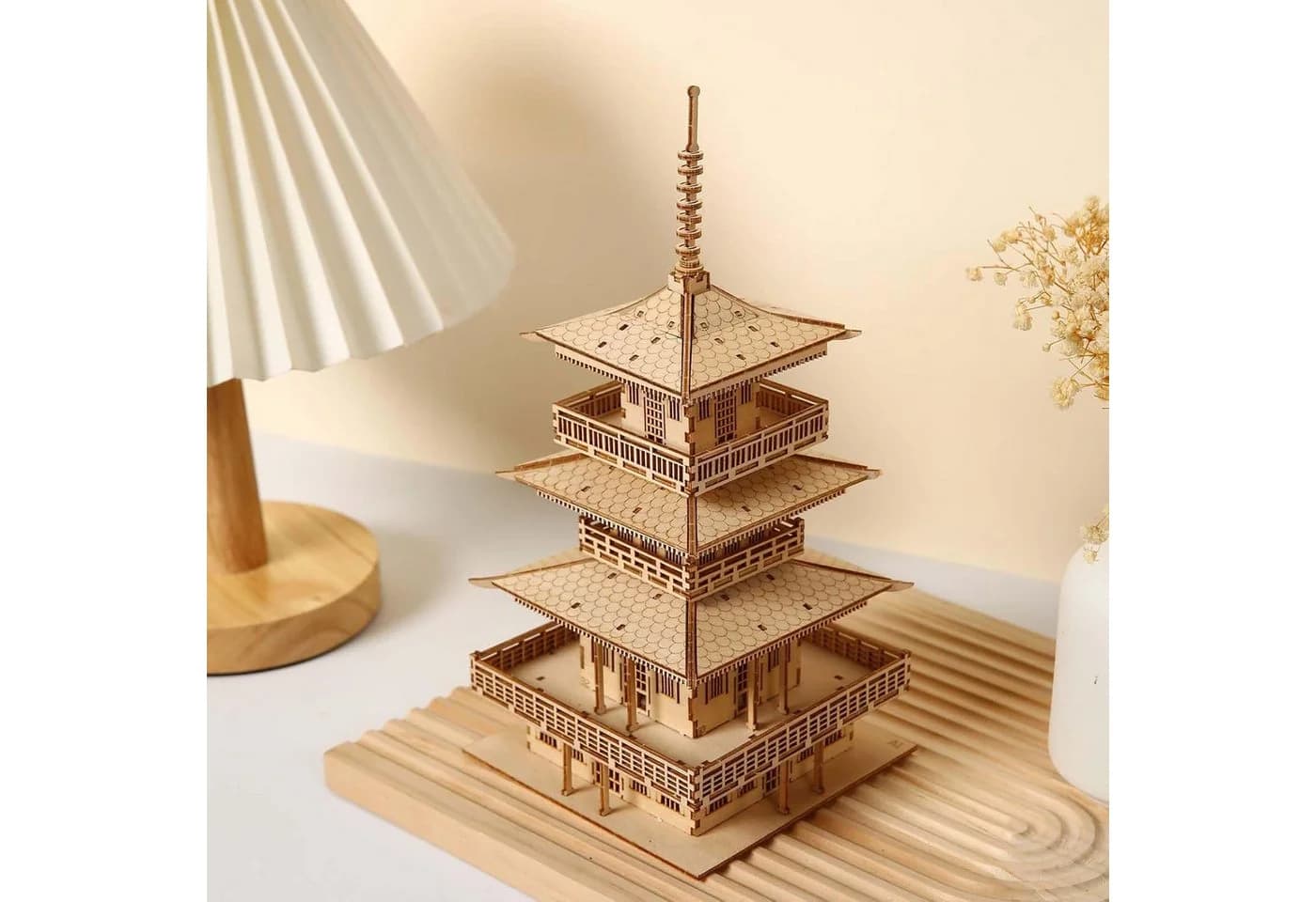 Kitcreatives 3D-Puzzle Japanische Pagode 196 Teile Holz