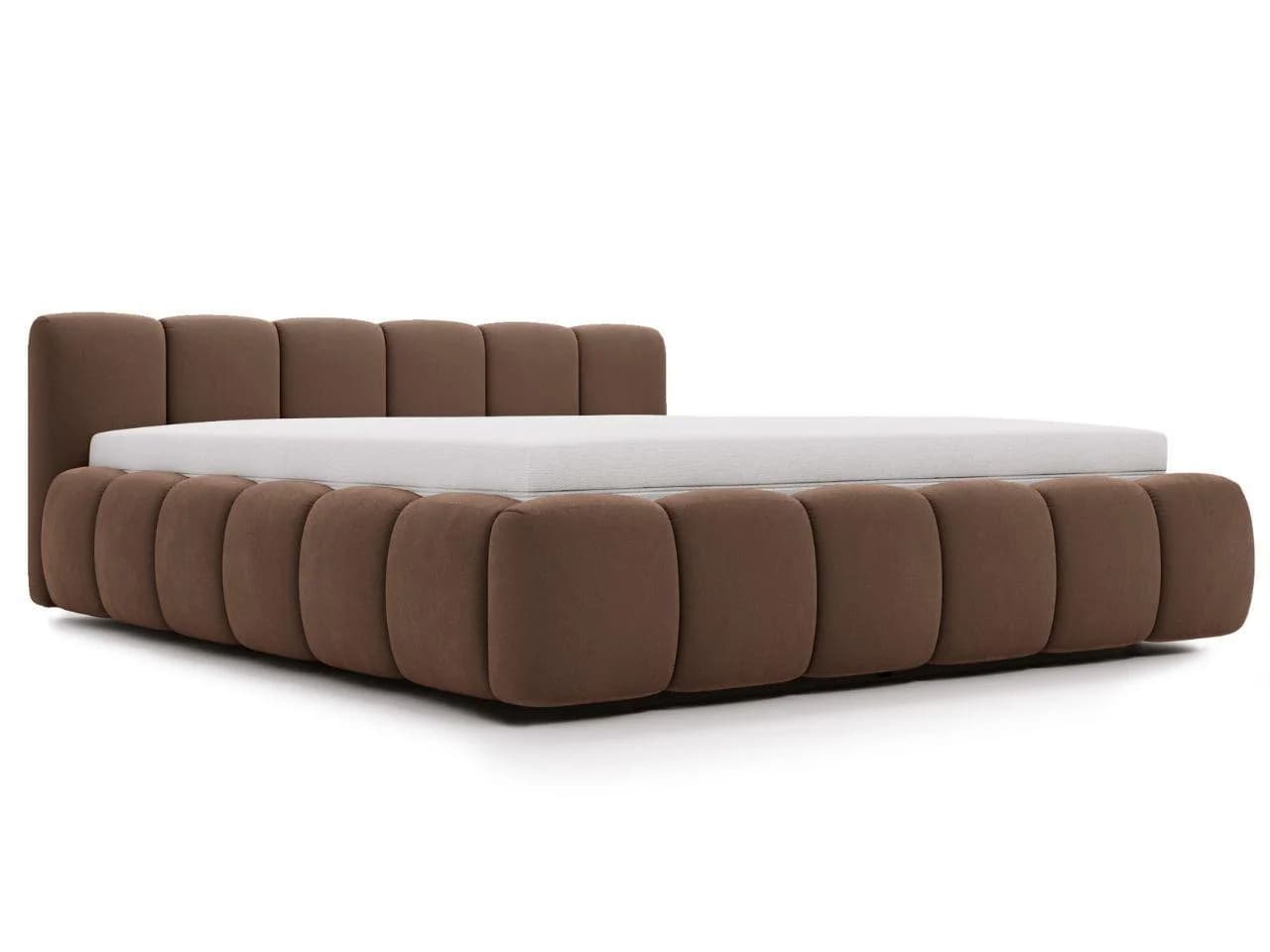 POLSTERBETT Cloud low 200x200 Braun Stoff