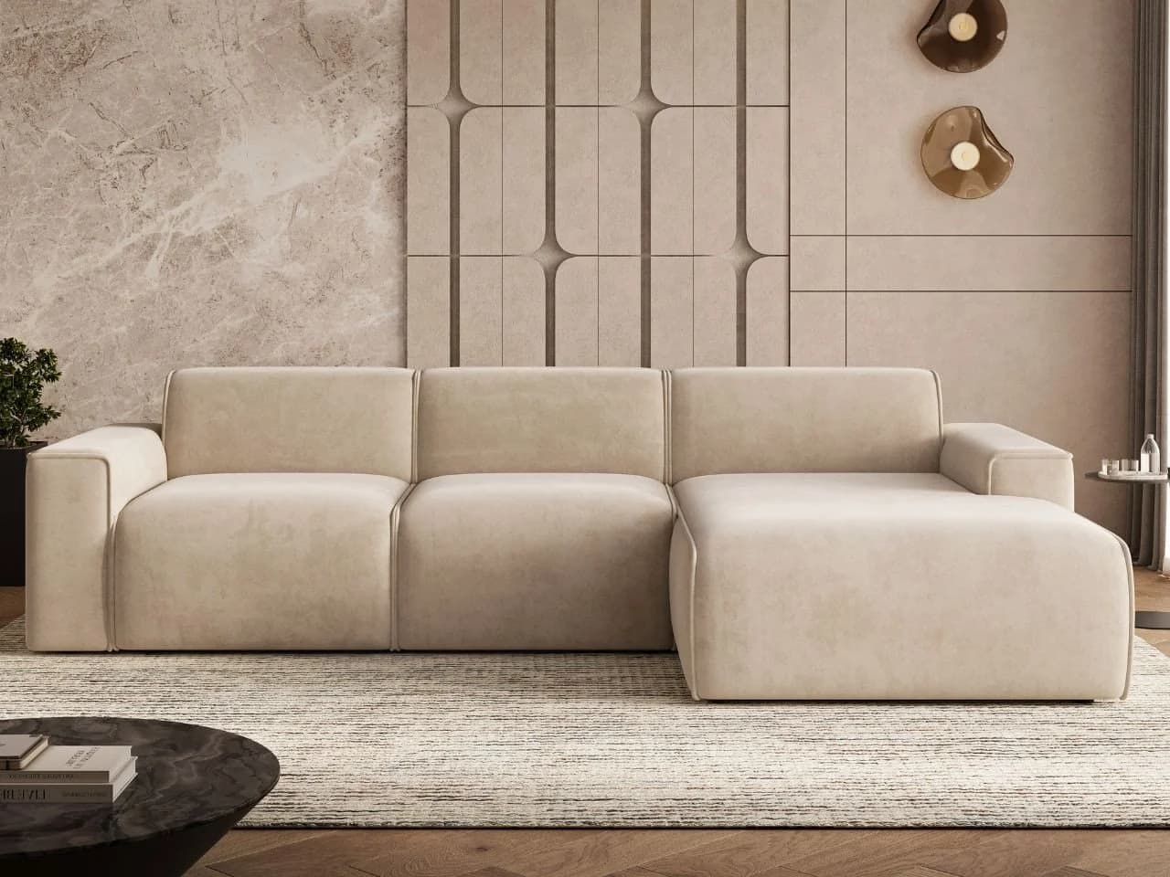 GrainGold Ecksofa L-Form Lavia Beige Modernes Design - Bild 2