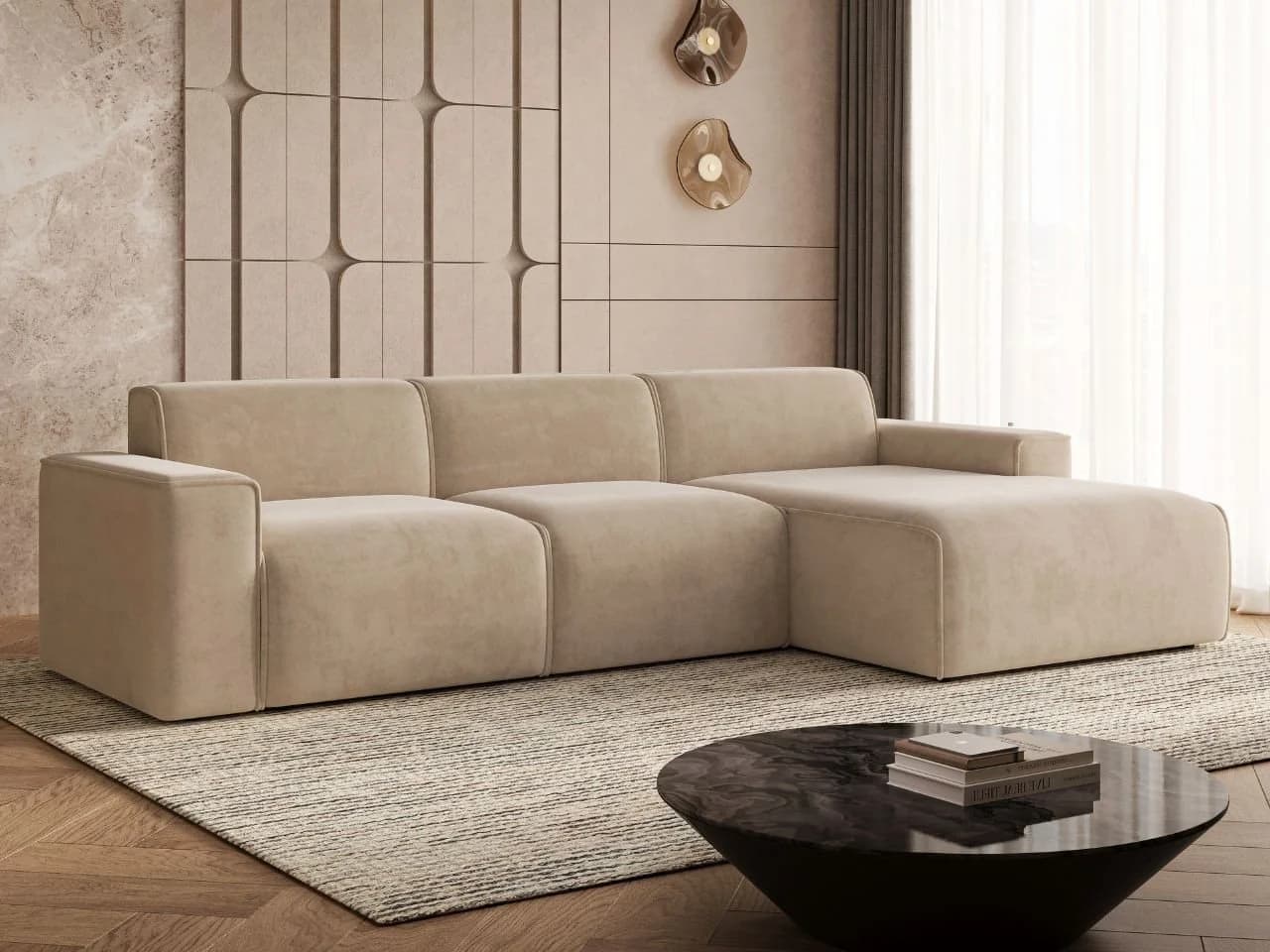 GrainGold Ecksofa L-Form Lavia Beige Modernes Design - Bild 4