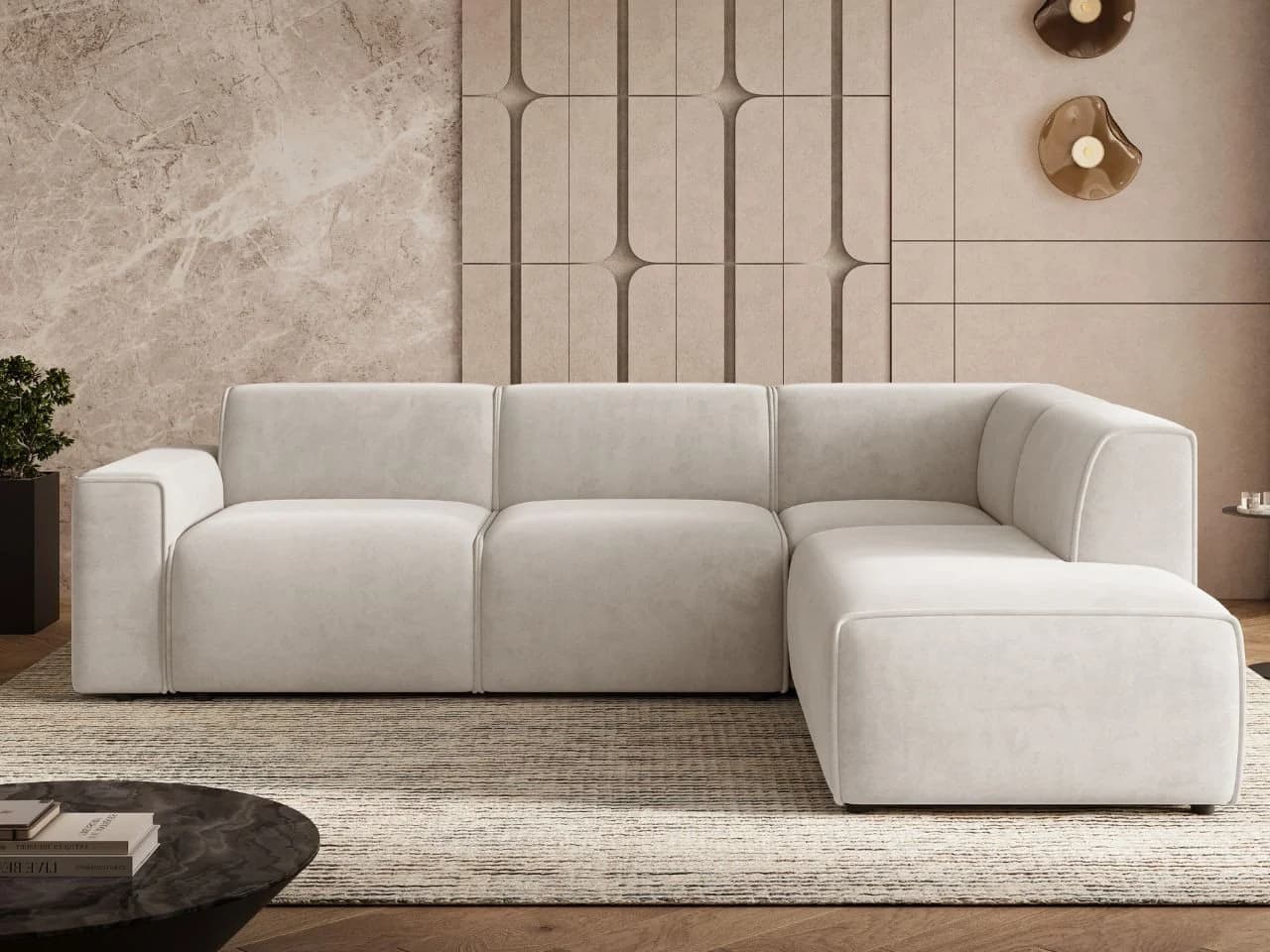 GrainGold Ecksofa L-Form Eluno Hellbeige Modern Stil - Bild 2