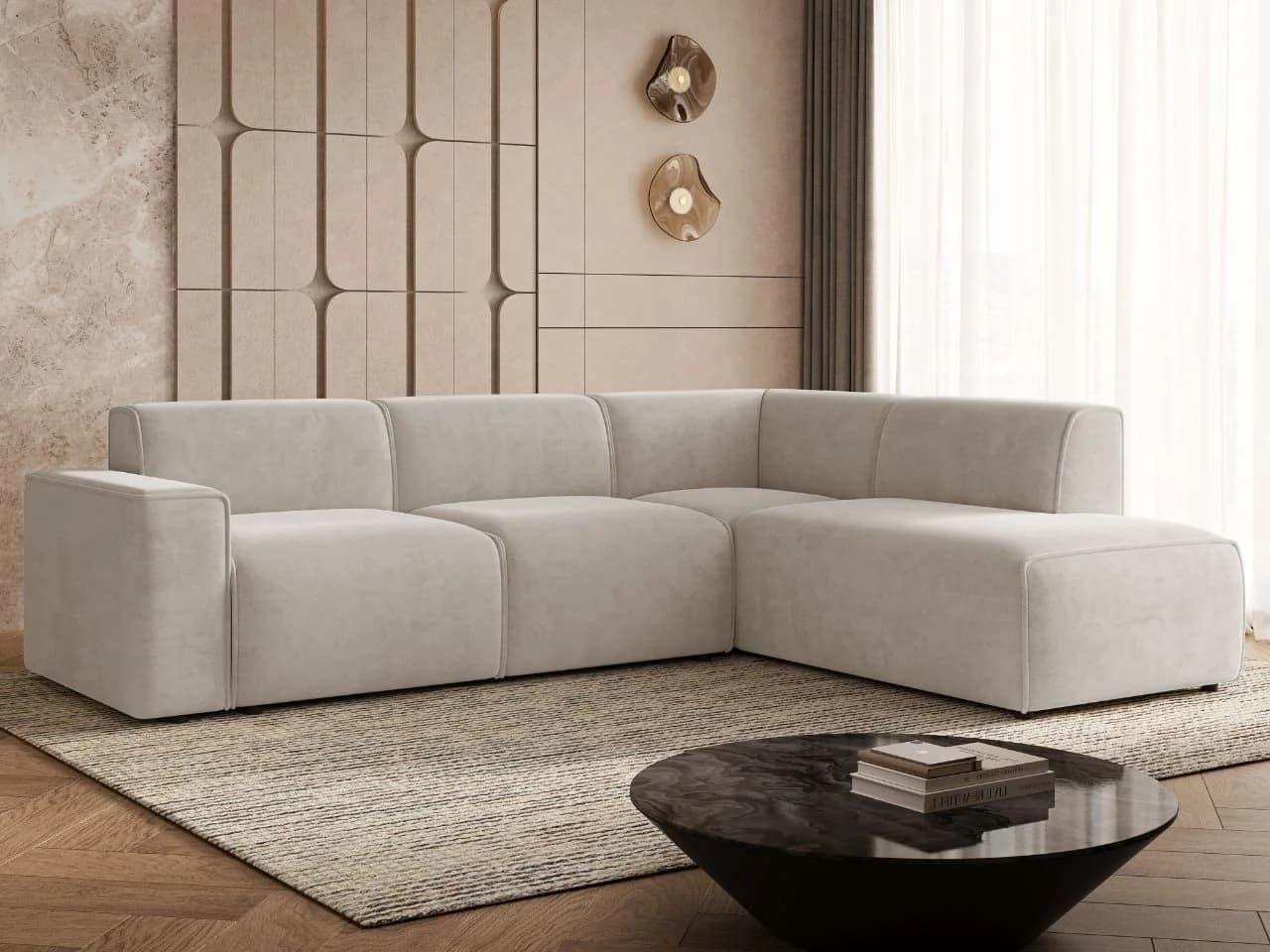 GrainGold Ecksofa L-Form Eluno Hellbeige Modern Stil - Bild 4