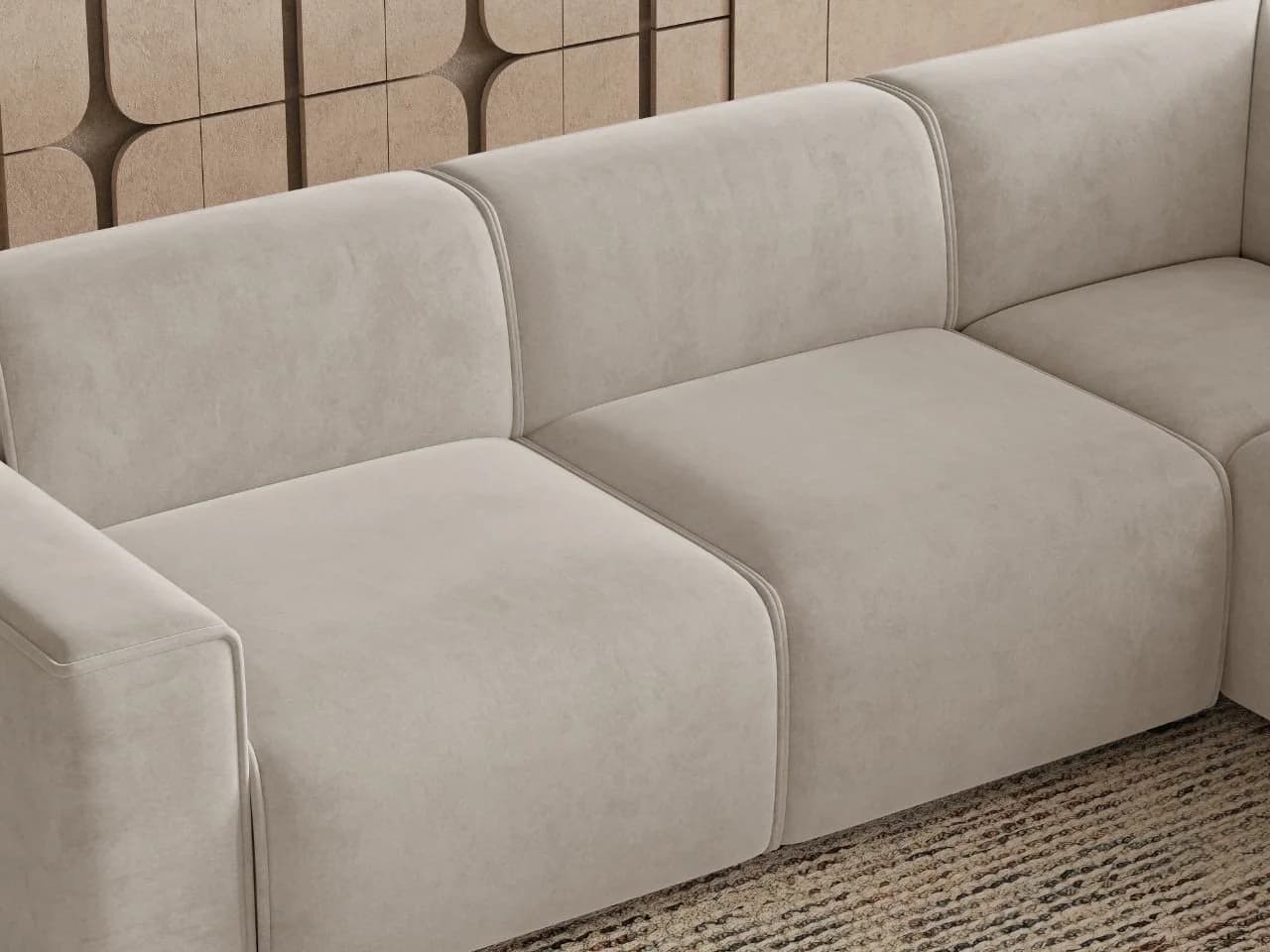 GrainGold Ecksofa L-Form Eluno Hellbeige Modern Stil - Bild 5