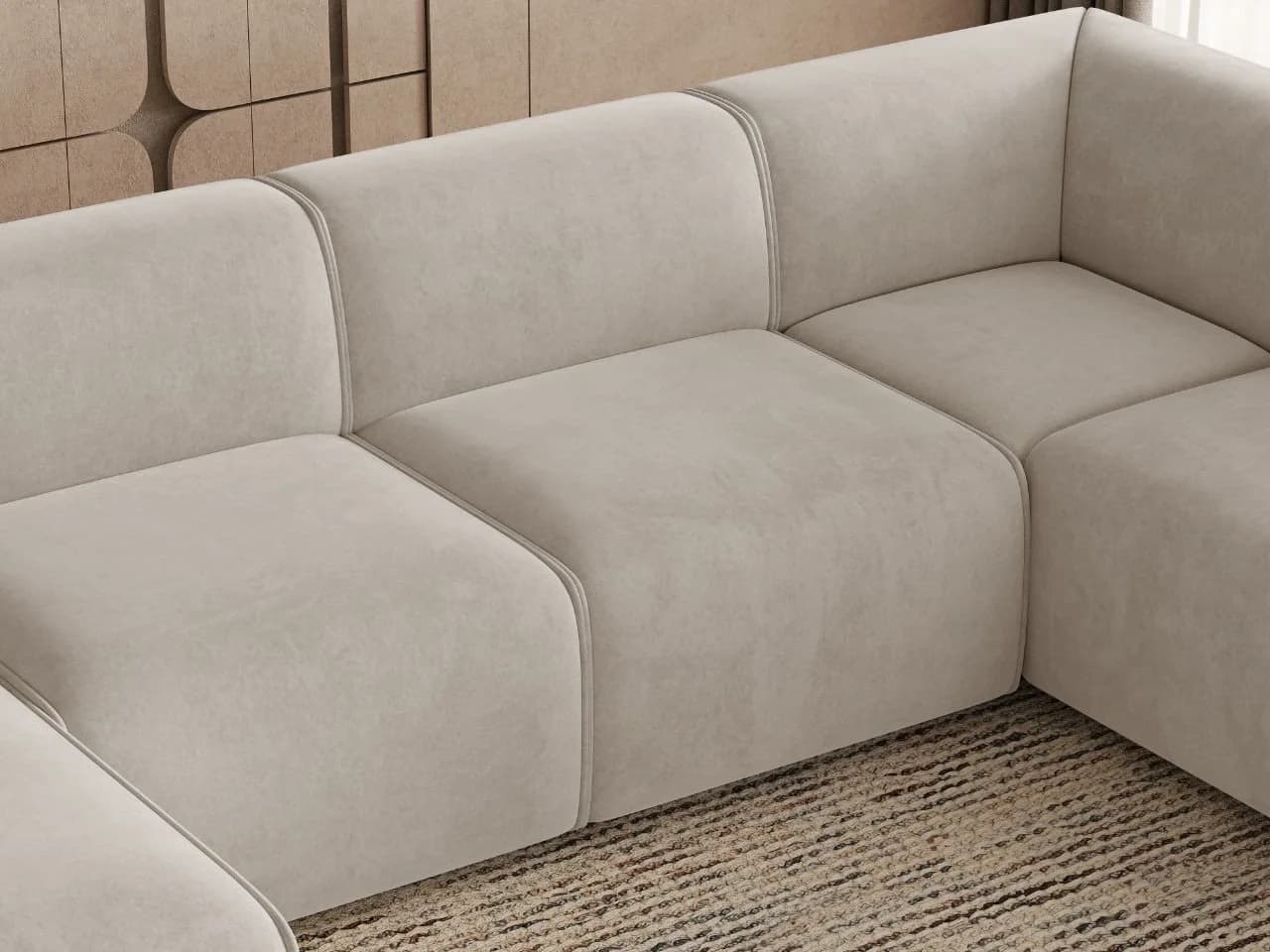GrainGold Ecksofa U-Form Belluno Hellbeige Modern Stil - Bild 5