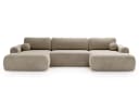 GrainGold Ecksofa Savana U Beige mit Schlaffunktion und Bettkasten Bild 1