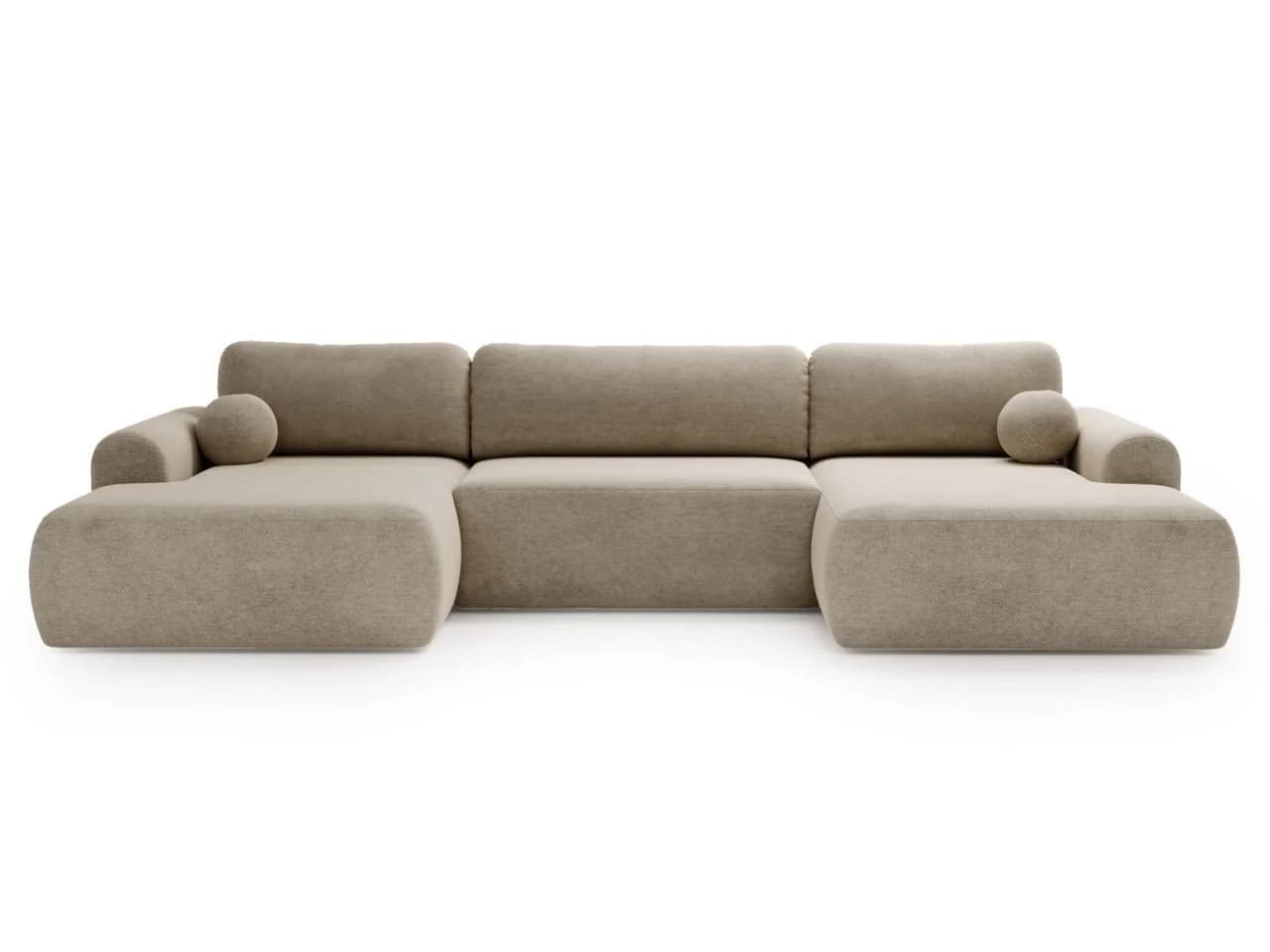 GrainGold Ecksofa Savana U Beige mit Schlaffunktion und Bettkasten