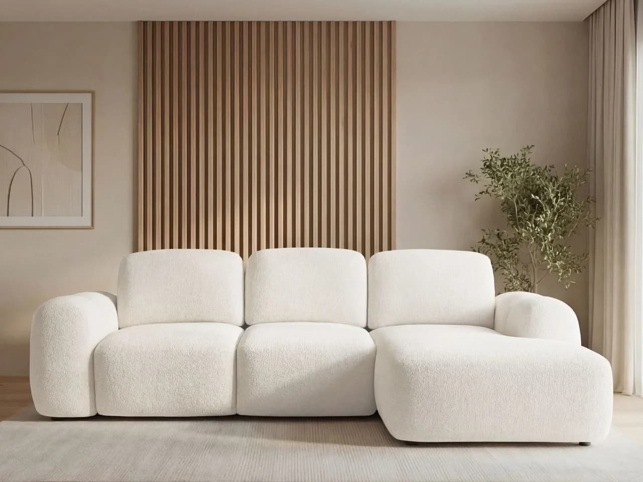 GrainGold Ecksofa Avelin L-Form Beige mit Schlaffunktion und Bettkasten - Bild 2