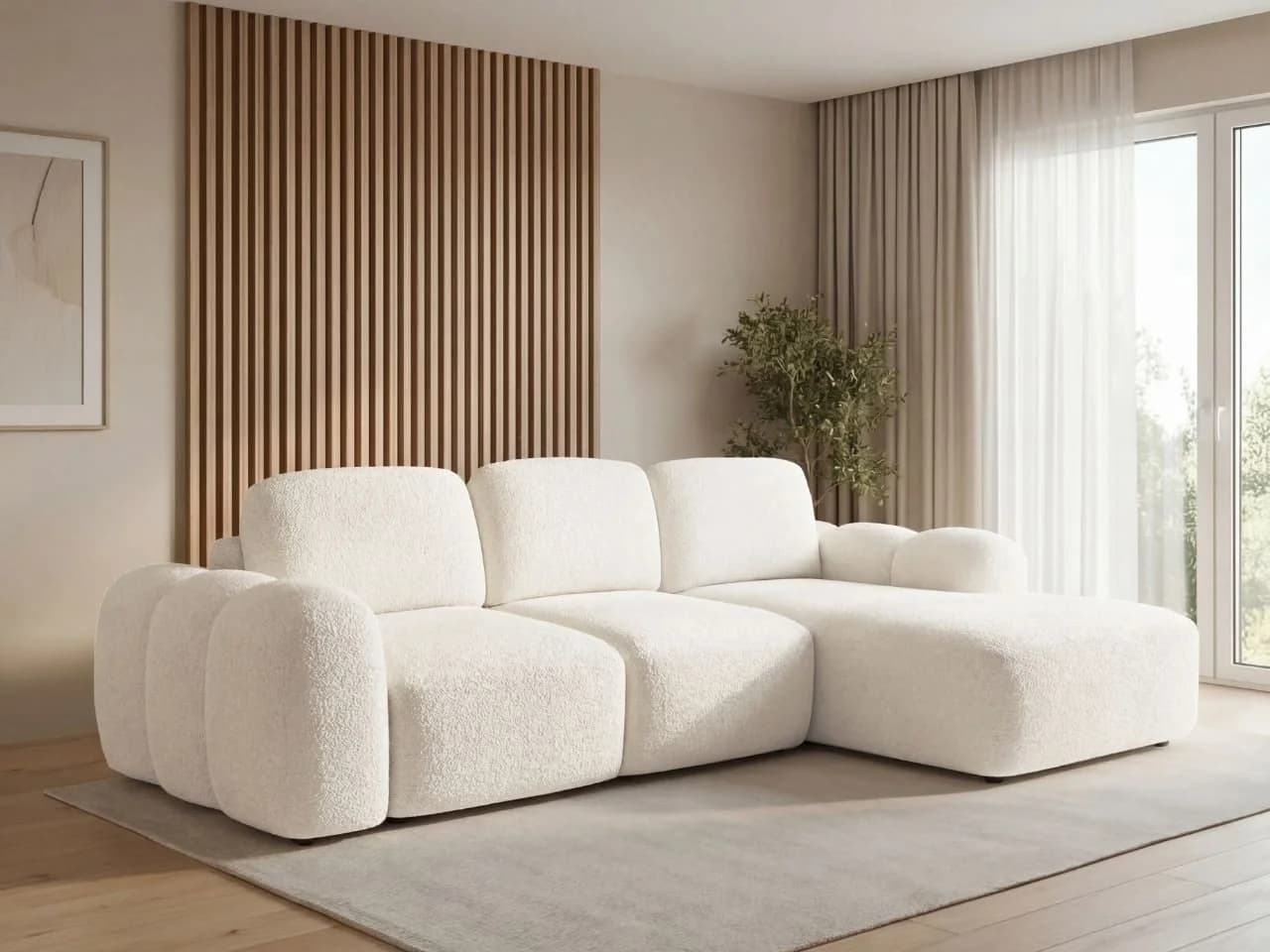 GrainGold Ecksofa Avelin L-Form Beige mit Schlaffunktion und Bettkasten - Bild 3