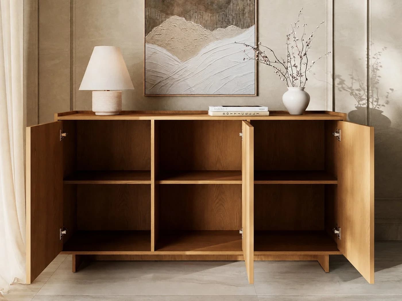 GrainGold Kommode Azumi Karamell-Eiche Push-to-Open