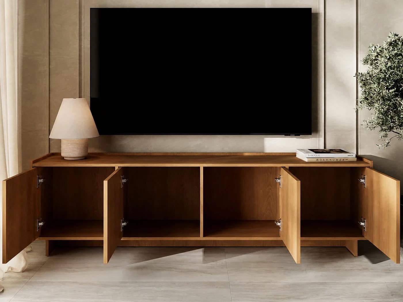 GrainGold TV-Schrank Azumi Karamell-Eiche Push-to-Open