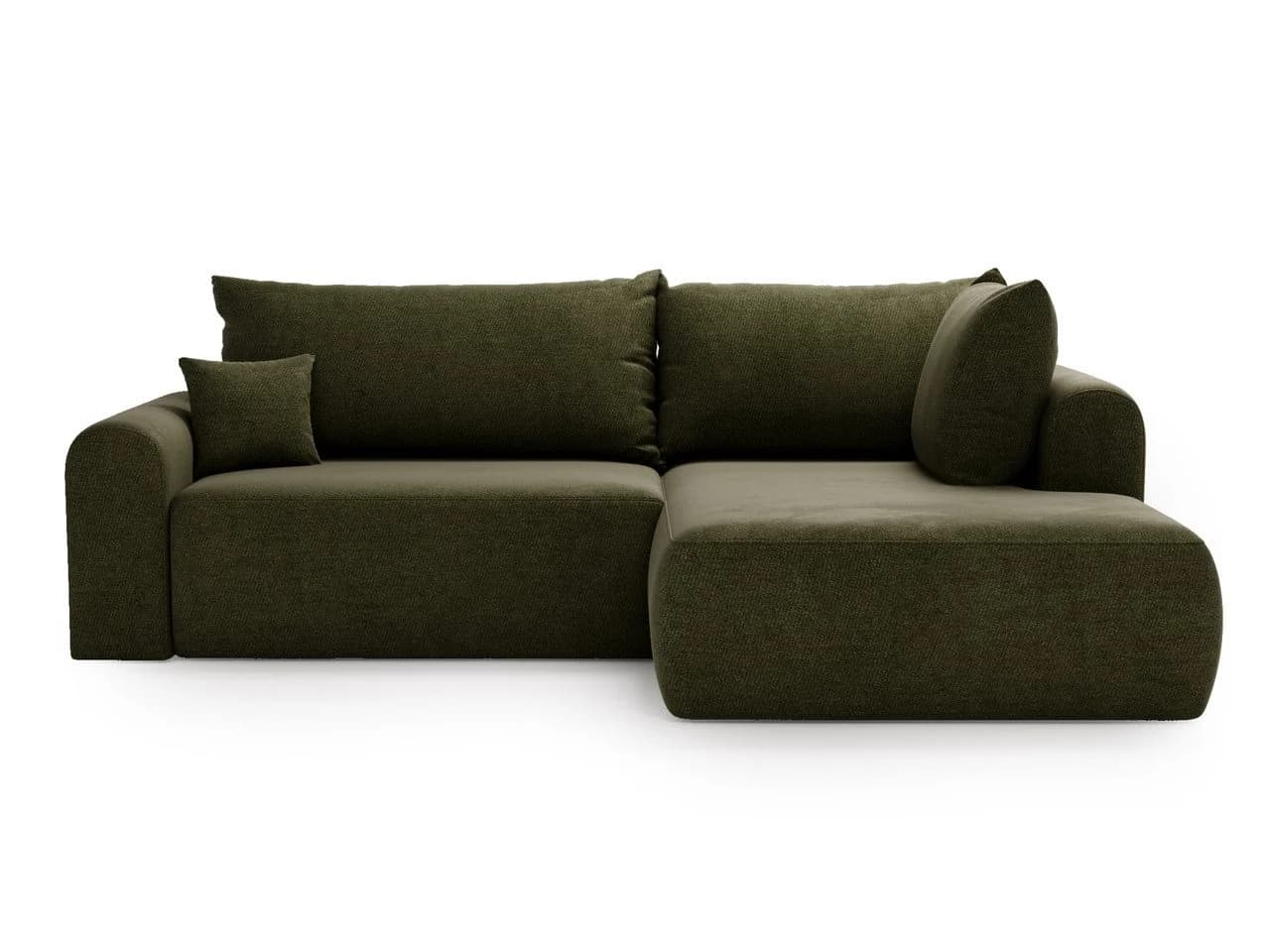 GrainGold Ecksofa L-Form Savana Bis Grün mit Schlaffunktion und Bettkasten