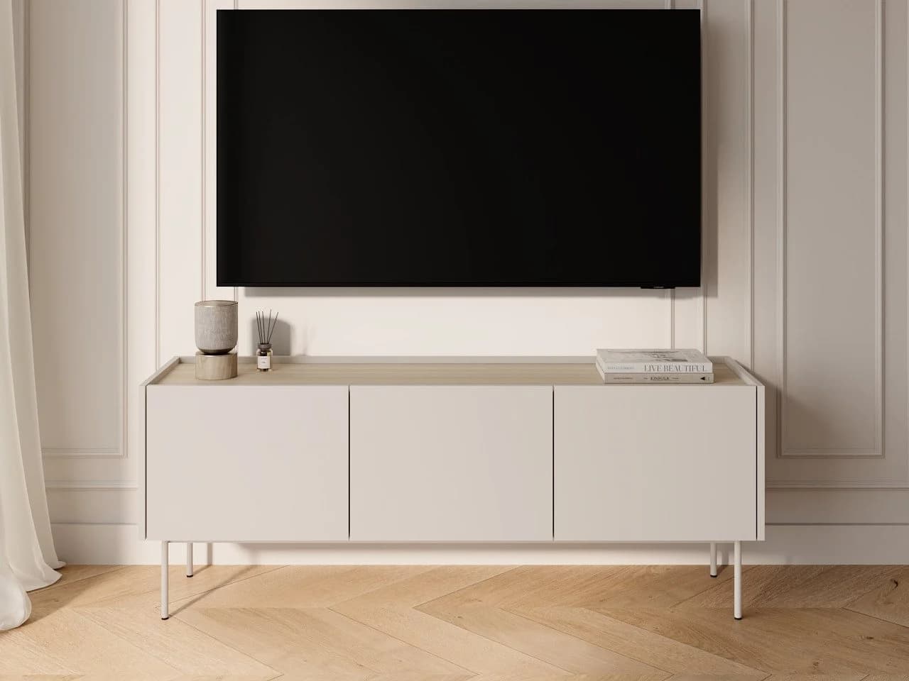 GrainGold TV-Schrank Drevo Beige Modern mit Metallbeinen - Bild 2