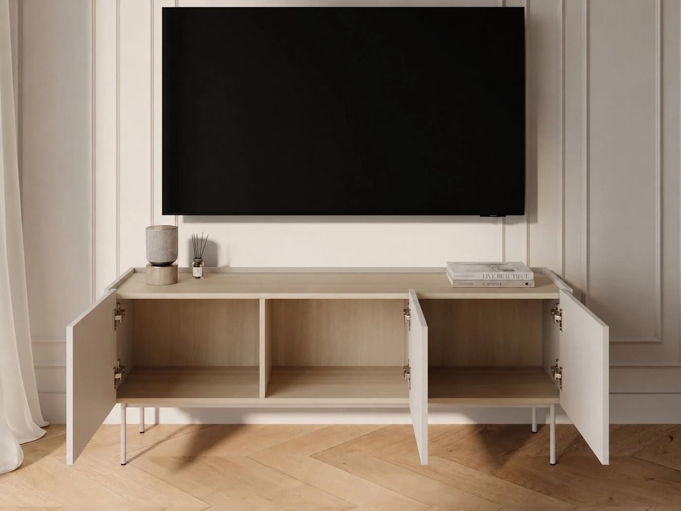 GrainGold TV-Schrank Drevo Beige Modern mit Metallbeinen - Bild 5