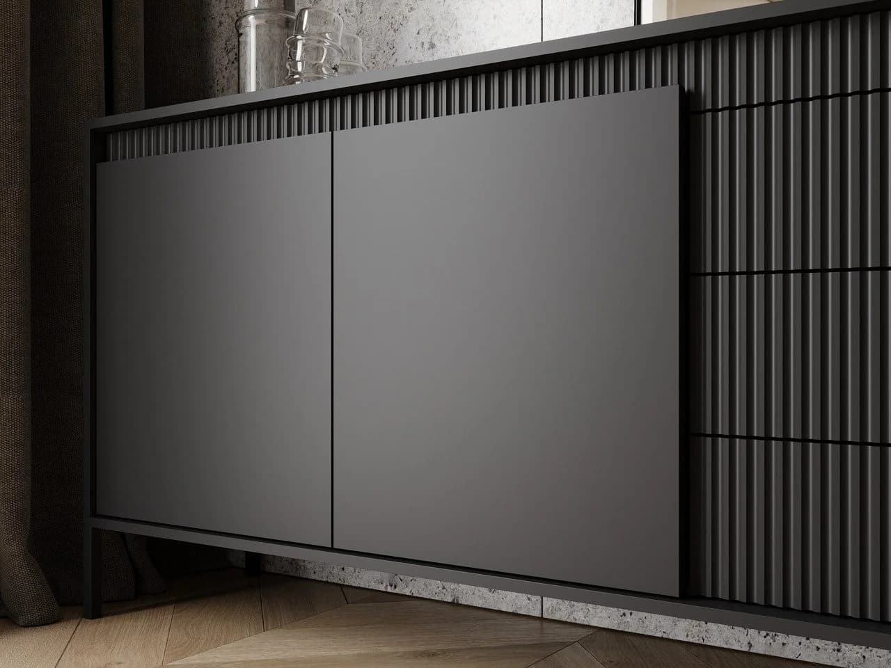 GrainGold Kommode Sorano Schwarz mit Schubladen und Push-to-Open - Bild 5