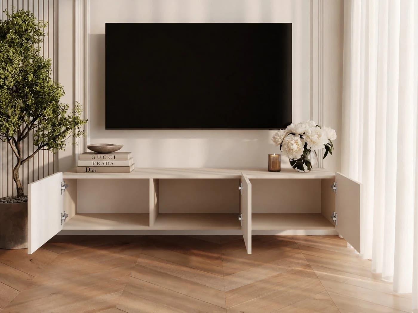 GrainGold TV-Schrank Kioto Modern Beige Soft-Close - Bild 3
