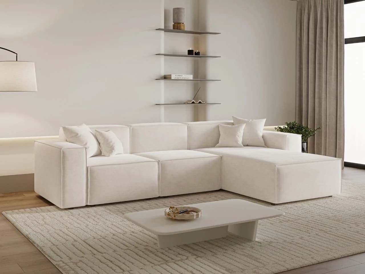 GrainGold Ecksofa L-Form Arizona L Beige Wellenfederkern HR-Schaum - Bild 3