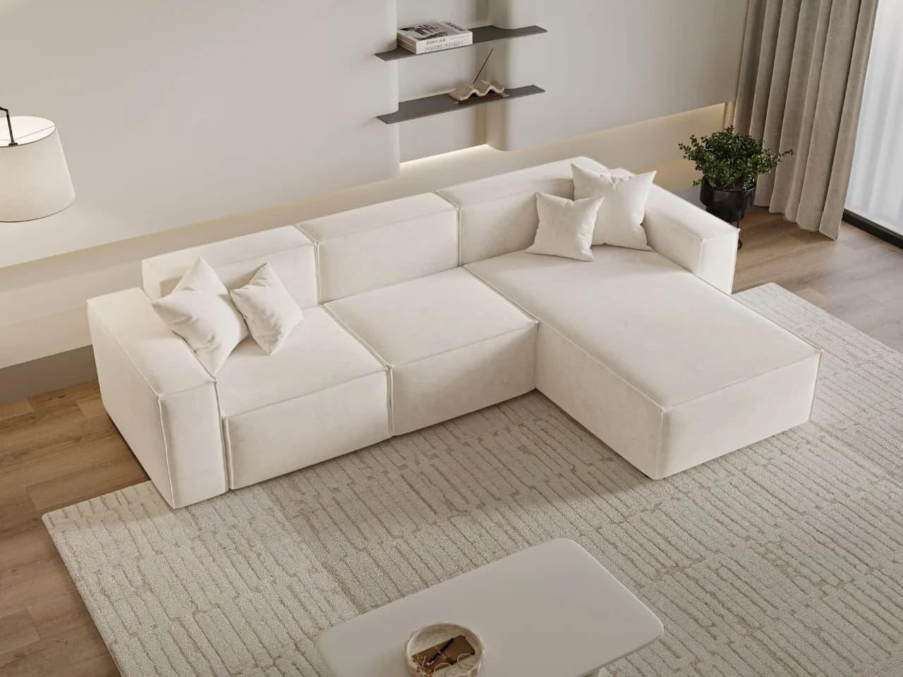 GrainGold Ecksofa L-Form Arizona L Beige Wellenfederkern HR-Schaum - Bild 4