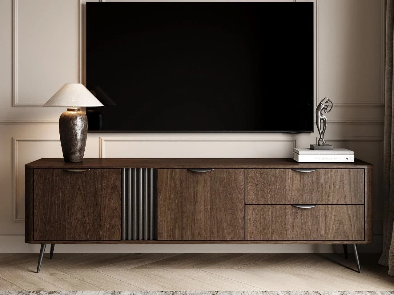 GrainGold TV-Schrank Magico 195 cm Eiche Dunin Schwarz Modern - Bild 2