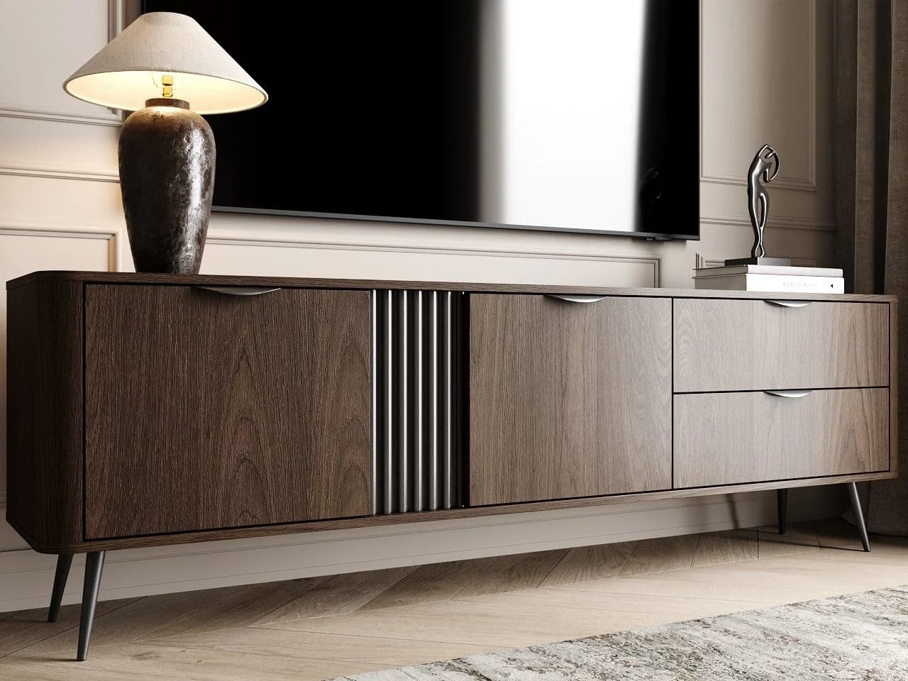GrainGold TV-Schrank Magico 195 cm Eiche Dunin Schwarz Modern - Bild 3