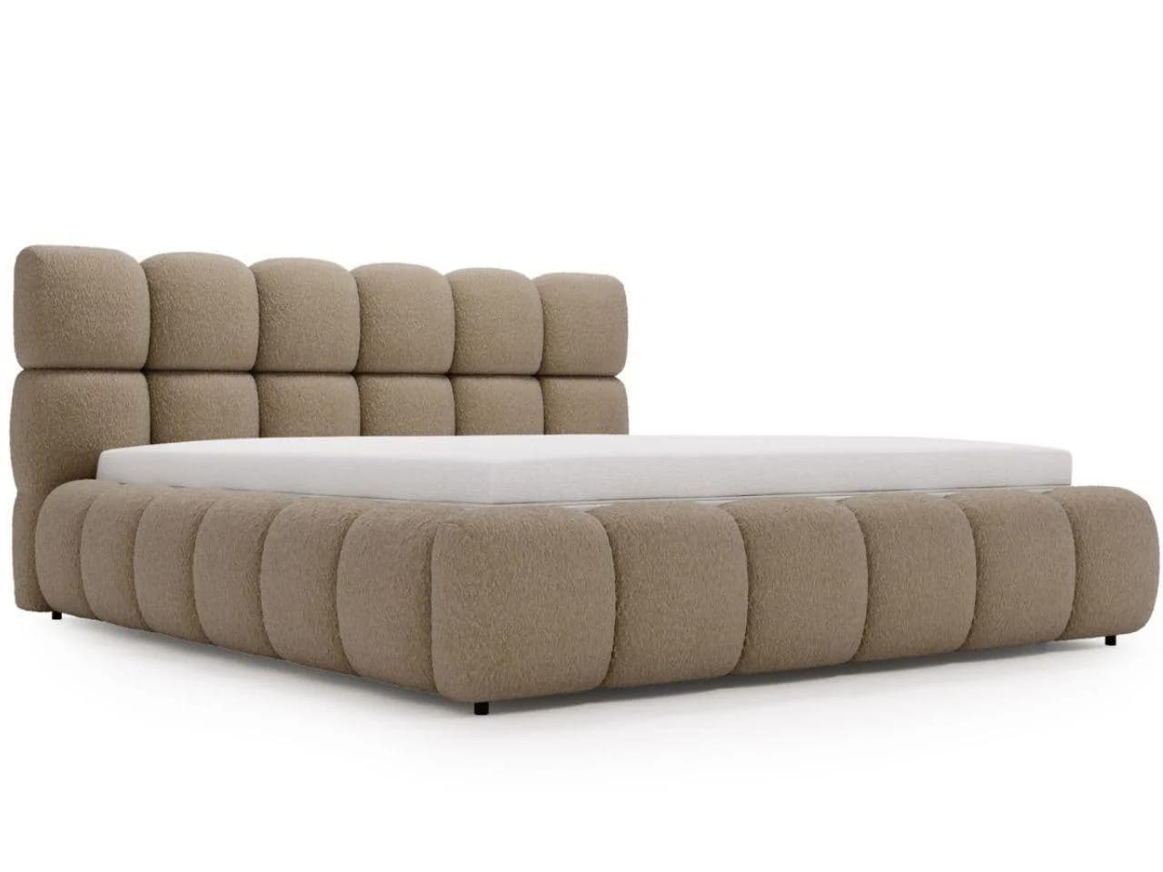 Polsterbett Modo 180x200 in Braun mit Bouclé-Optik