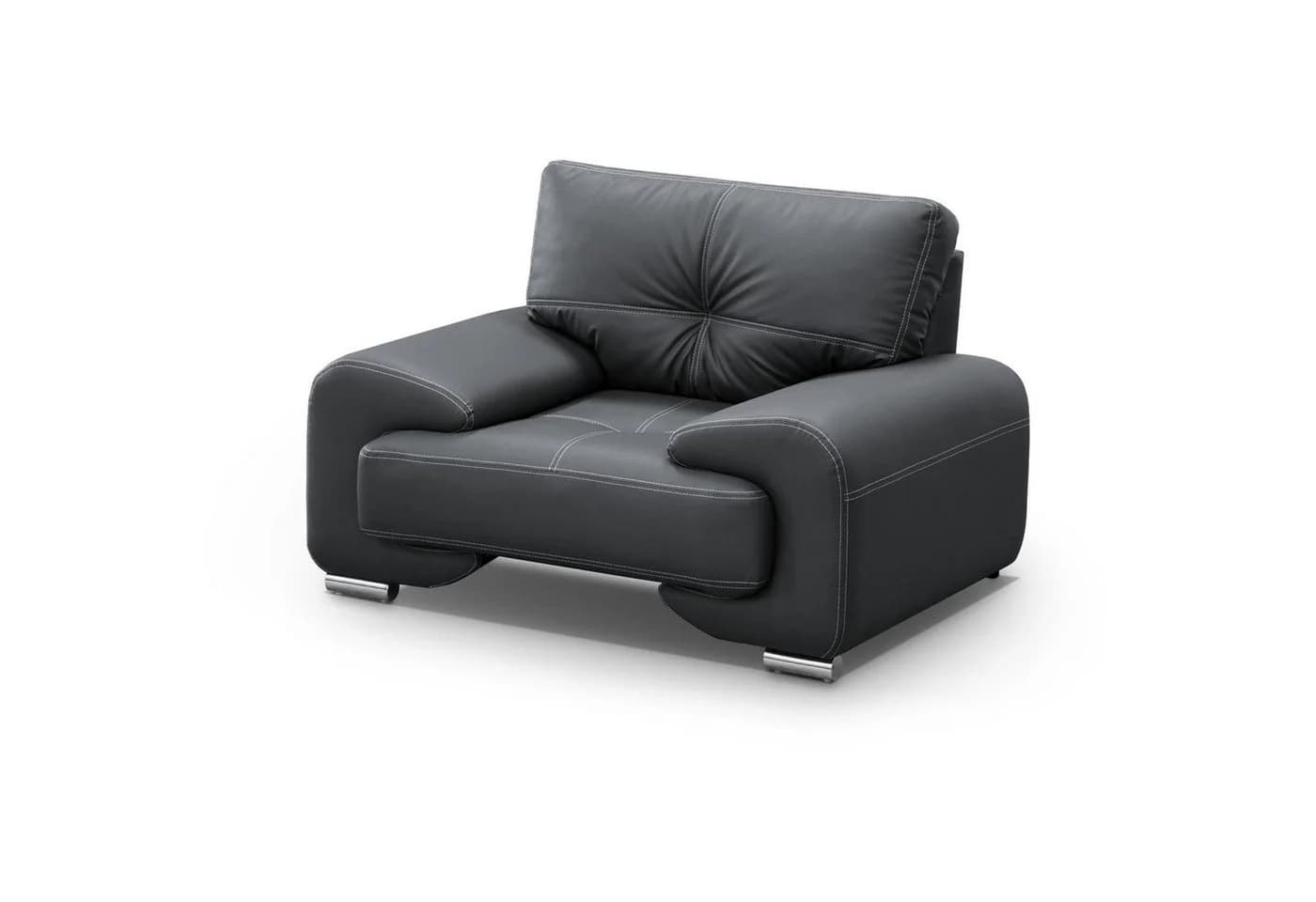 Beautysofa Big-Sofa Polstergarnitur Omega Set 3+2+1 Anthrazit Kunstleder - Bild 3