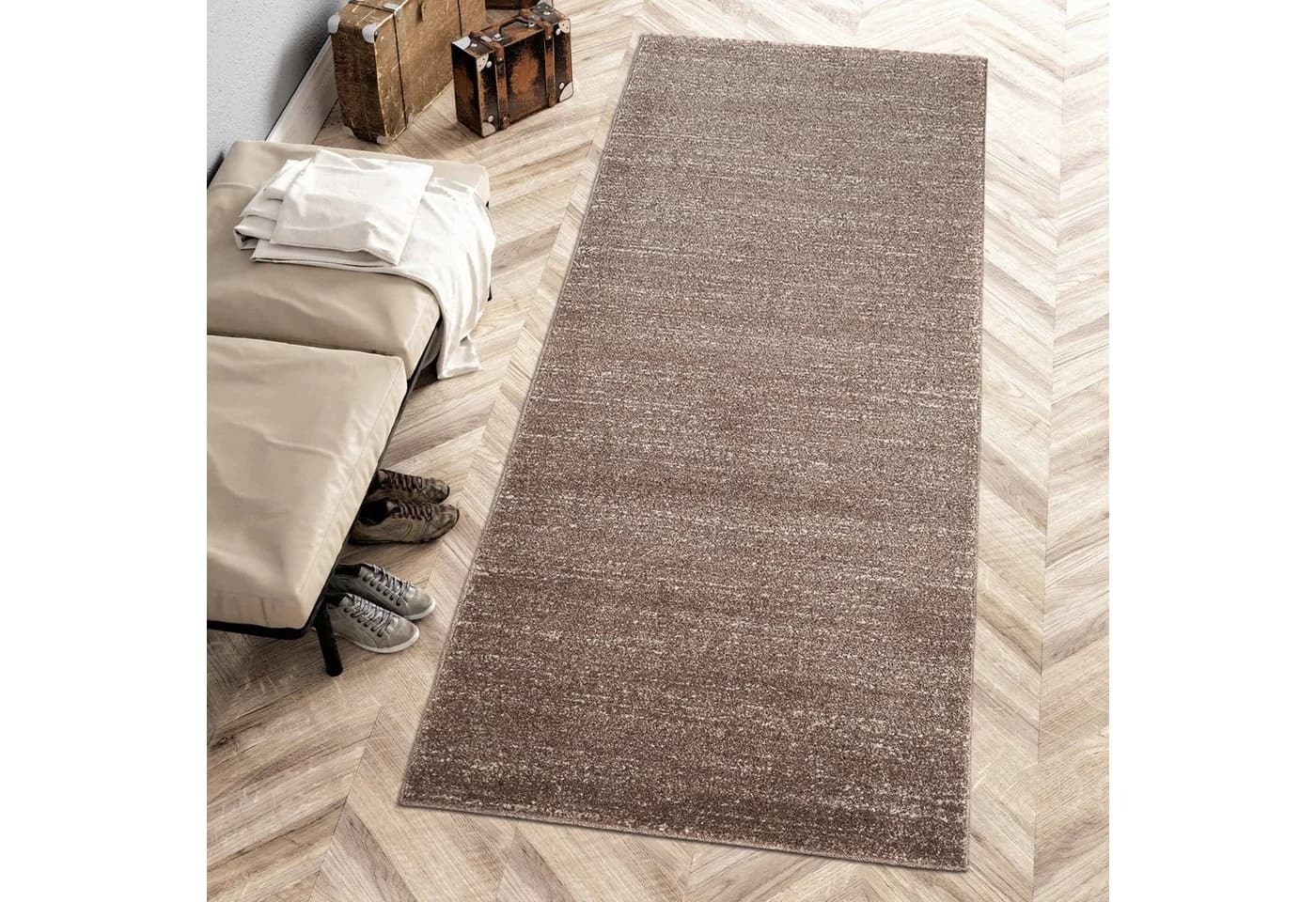 Mazovia Läufer Braun Kurzflor Modern