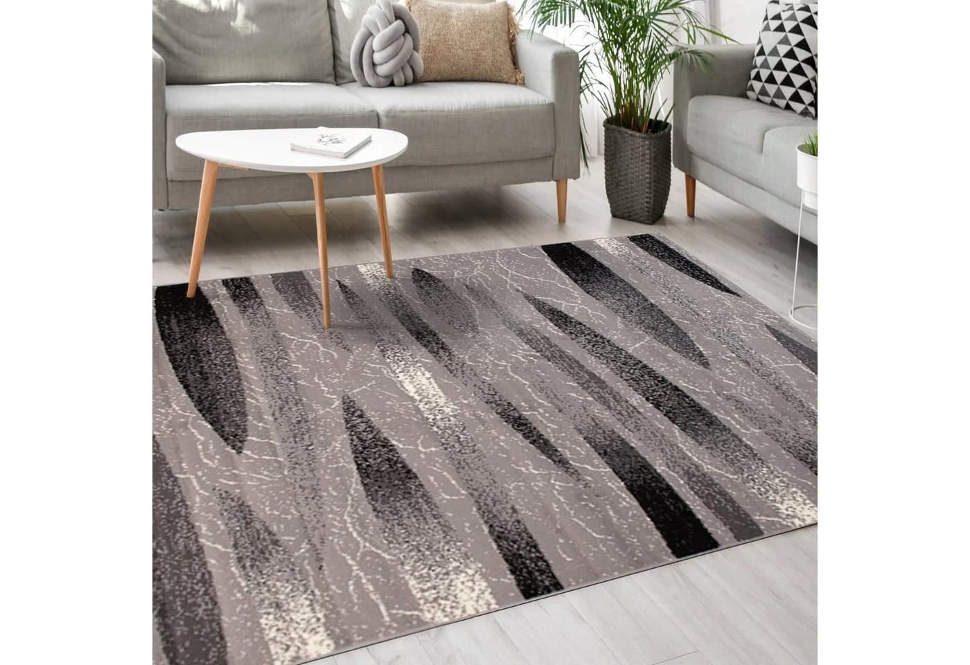 Mazovia Designteppich Modern Grau Kurzflor Pflegeleicht